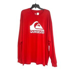 Quiksilver Red Long Sleeve Logo T-Shirt Mens Size 2XL Cotton Casual Wear